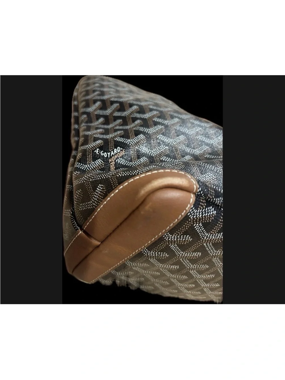 Goyard Black Patterned Artois Tote with Tan Leather Trim